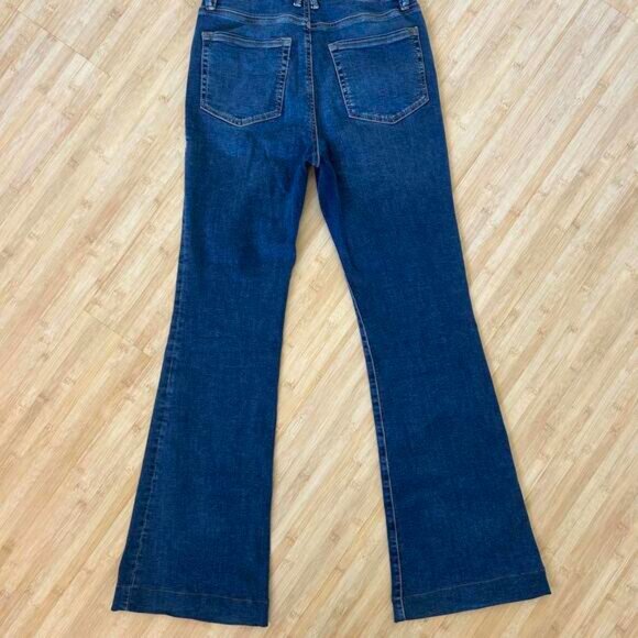 Good American Good Legs Flare Jeans 6/28 Medium Wash Blue 004 30" Inseam Organic - Picture 2 of 8